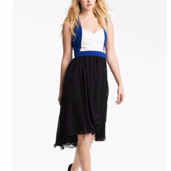 Black Halo Dresses & Skirts - NWT BLACK HALO High Low Chiffon ColorBlock Dress